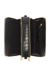 Black small women's croco handbag TOREC-1049-99(Z25), product view from the inside on a white background.