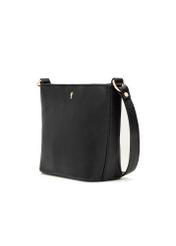 Black leather shoulder bag TORES-1280-99(W26), diagonal product view on white background.