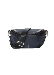 Navy blue women's waist bag with monogram TOREN-0356-7E(Z26), front view on a white background.