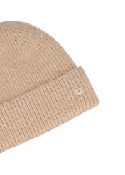 Beige women's hat with shiny thread CZADT-0227-1D(Z26), close-up of the product detail on a white background.