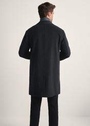 Men's graphite wool coat PLAMT-0006-96(Z25), back view of the product on the model. Half of the silhouette visible.
