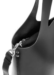 Black large leather shopper bag TORES-1140-99(Z25), close-up of the product detail on a white background.