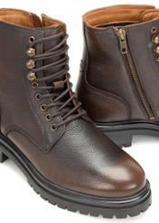 Brown leather men's ankle boots BUTYM-0518-09(Z25)