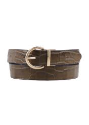 Reversible croco leather women's belt PASDS-0332-8D(Z26), front product view on white background.