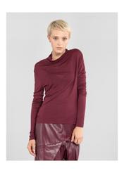 Maroon women's blouse with half turtleneck BLUDT-0111-49(Z20)-01