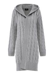 Gray women's long cardigan KARDT-0045-91(Z24)-04