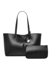Black large women's handbag TOREC-1258-99(Z26), product view from the front with a detachable cosmetic bag on a white background.
