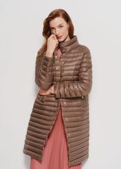 Olive long quilted women's jacket KURDT-0526-57(Z24) pic. 1