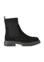 Women's black suede Chelsea boots BUTYD-1194-99(Z25), side view of the product on a white background.