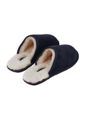 Men's dark navy suede slippers BUTYM-0551-7E(Z26), rear view on a white background.