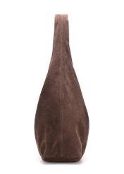 Brown suede women's shopper bag TORES-1177-89(Z25), side view of the product on a white background.