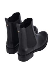 Women's black leather Chelsea boots BUTYD-1278-99(Z26), product view from the back on a white background.