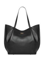 Women's leather black shopper bag TORES-1358-99(Z26), front product view on white background.