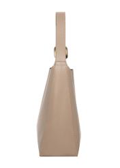 Large women's shoulder bag in cool beige color TOREC-1337-1K(Z26) - side view of the product, on a white background.
