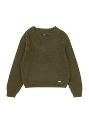 Women's khaki sweater SWEDT-0162-55(Z25), front view of the product on a white background.