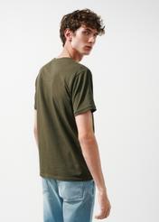 Khaki basic Men's logo T-shirt TSHMT-0088-55(W24)-02