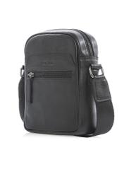 Black small leather men's bag TORMS-0498-99(W26) - diagonal product view, on a white background.