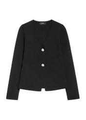 Black women's viscose and nylon cardigan KARDT-0056-99(Z25), front product view on white background.