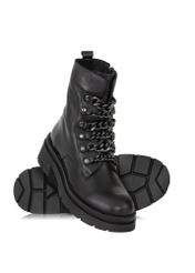 Women's black leather boots BUTYD-0934A-99(Z23)-03