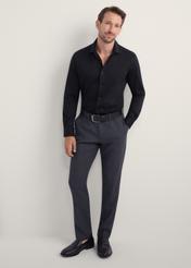 Black elegant men's shirt KOSMT-0339-99(Z25), front view of the product on the model. Full body visible.