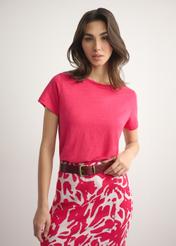 Women's linen T-shirt in fuchsia color TSHDT-0156-5E(W26)