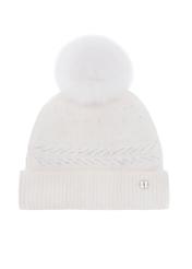 Warm women's winter hat cream CZADT-0186-12(Z24)-04