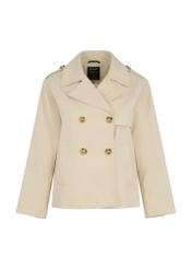 Women's double-breasted cream trench KURDT-0425-80(W23)-05