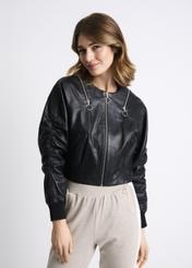 Women's leather jacket with creases KURDS-0350-5339(W22)-03