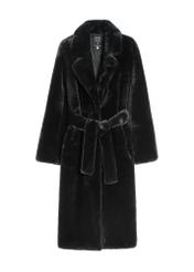 Women's faux fur coat with belt FUTDP-0002A-99(Z25), product view from the front on a white background.