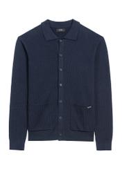 Navy blue men's cardigan KARMT-0004-68(Z25), product view from the front on a white background.
