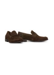 Men's dark brown leather moccasins BUTYM-0482-1H(W26), diagonal product view on white background.