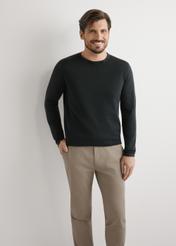 Men's black cotton sweater SWEMT-0100-99(W25), front view of the product on the model. Half of the silhouette visible.