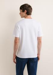 White cotton men's T-shirt TSHMT-0161-0A(Z26), back view of the product on the model. Half of the silhouette visible.