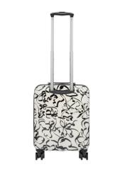 Small patterned suitcase on wheels WALAB-0074-1P-19(W26), product view from the back on a white background.