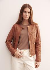 Women's brown leather jacket KURDS-0154-4155(W23)-01