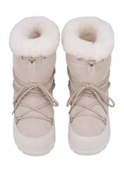 Cream women's snow boots BUTYD-1315-0C(Z26), front product view on white background.