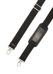 Roomy men's bag made of black leather TORMS-0471-99(Z25), view of the product strap on a white background.