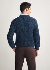 Navy blue men's sweater SWEMT-0183-68(Z25), product view from the back on the model. Half of the silhouette visible.