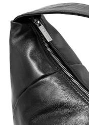 Black leather hobo bag TORES-1135A-99(Z25), close-up of product detail, view on white background.