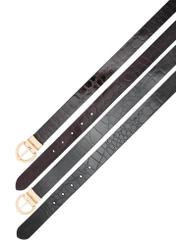 Double-sided croco women's leather belt PASDS-0332-4D(Z26), view of the clasp of the product on a white background.