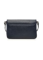 Elegant navy blue women's handbag TOREC-1251-7E(Z26) - product view from the back, on a white background.