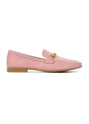 Women's pink leather loafers with chain BUTYD-0914-31(W25)
