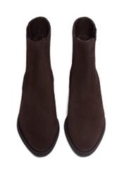 Dark brown suede women's Chelsea boots BUTYD-1279-1I(Z26), front product view on white background.