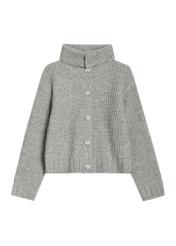 Gray women's turtleneck cardigan KARDT-0068-9B(Z26)