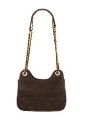 Brown suede small women's handbag TORES-1409-1I(Z26), product view from the back on a white background.