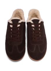 Women's dark brown suede sneakers BUTYD-1292-1I(Z26), front product view on white background.