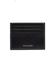 Black leather card case PORES-1005-99(Z26) - product view from the back, on a white background.
