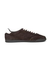 Dark brown leather sports shoes BUTYM-0534-1I(W26), side product view on white background.