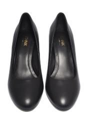 Women's leather black pumps BUTYD-1307-99(Z26), front product view on white background.