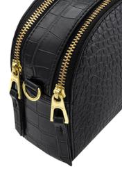 Black women's croco handbag TOREC-0036E-97(Z25), close-up of the product detail on a white background.